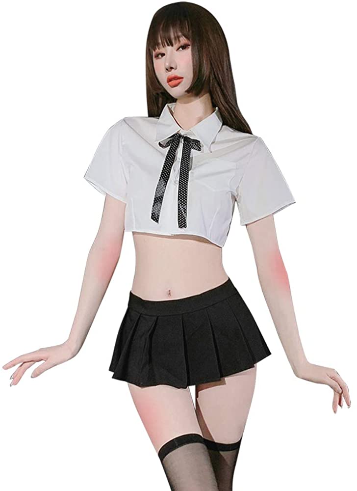 Price:$20.99 School Girl Outfit Lingerie Japanese Role Play Sexy Costume Babydoll Black (389Black) : Clothing, Shoes & Jewelry