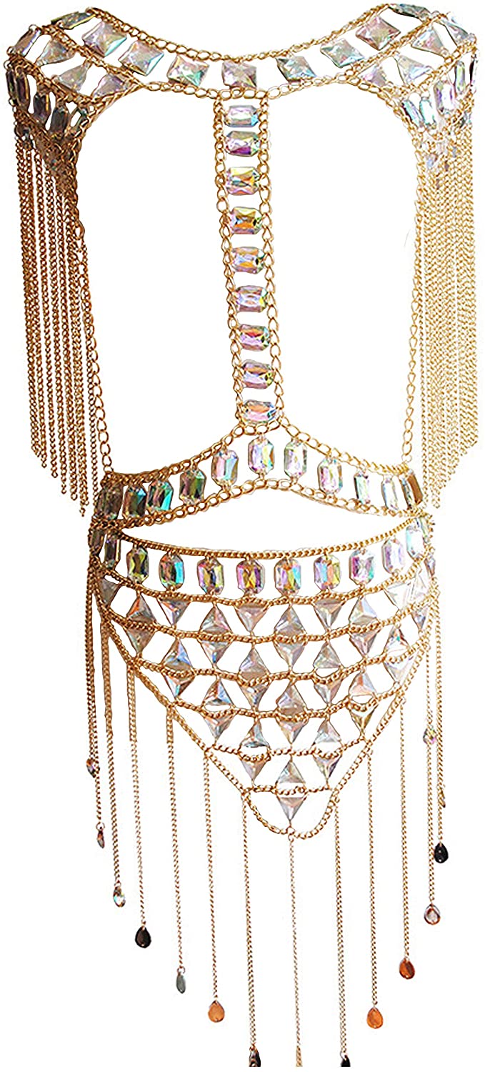 Price:$42.99 Jennie Beach Sexy Colorful Suit Body Chain Accessories (Gold Color) : Clothing, Shoes & Jewelry