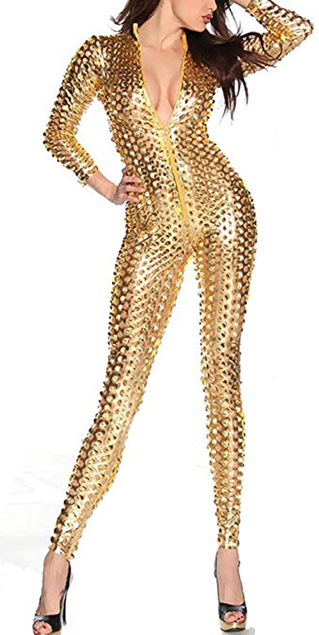 Price:$25.99 Sexy Hollow Cat Suit One Piece Metallic Sexy Skinny Clubwear Costume: Clothing, Shoes & Jewelry