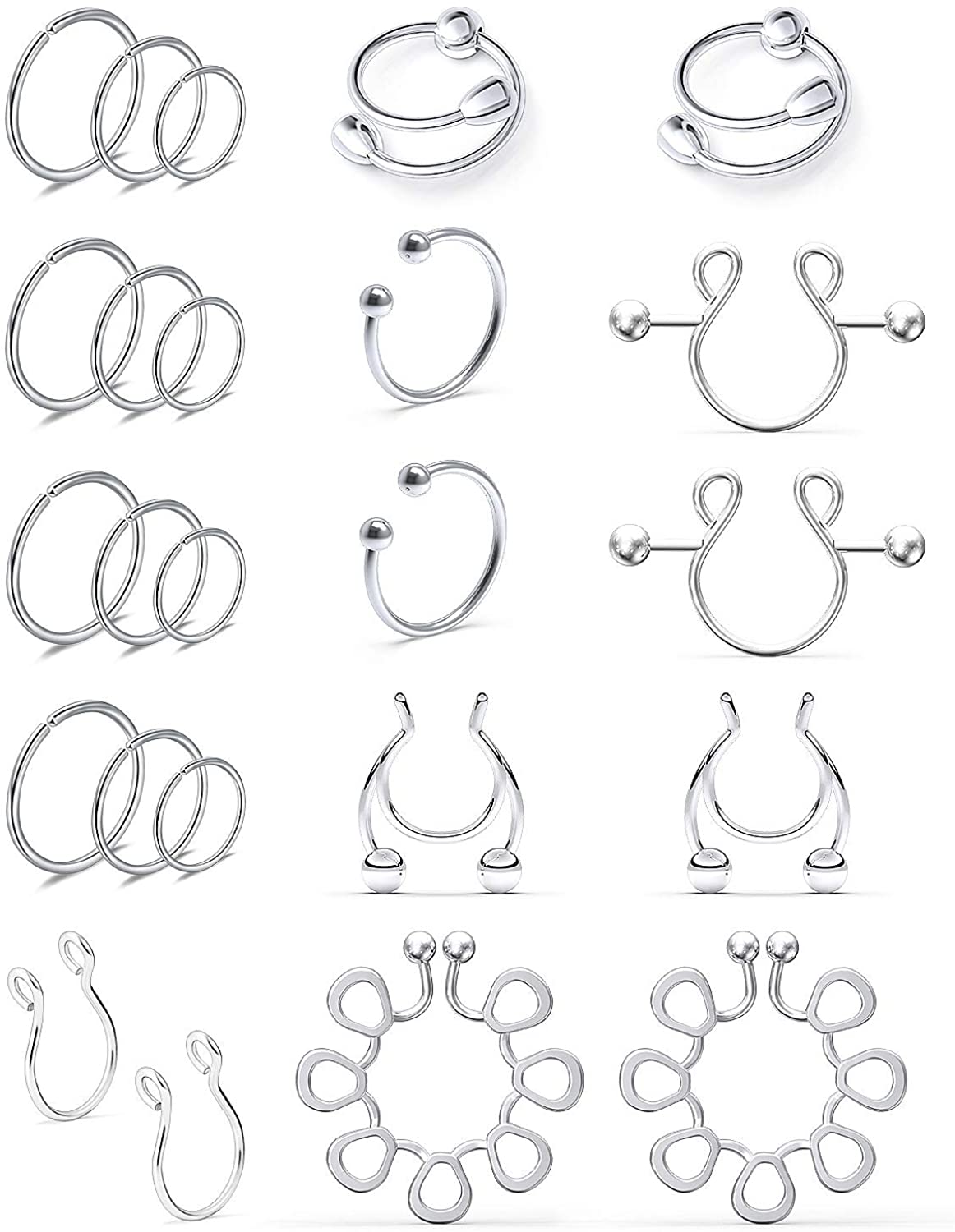 Price:$10.89 Fake Nipple Rings Stainless Steel Non-Piercing Nipple Ring Clip On Nipplerings Faux Nipple Clamps Body Piercing Jewelry for Women 12 Pairs Silver-Tone : Clothing, Shoes & Jewelry