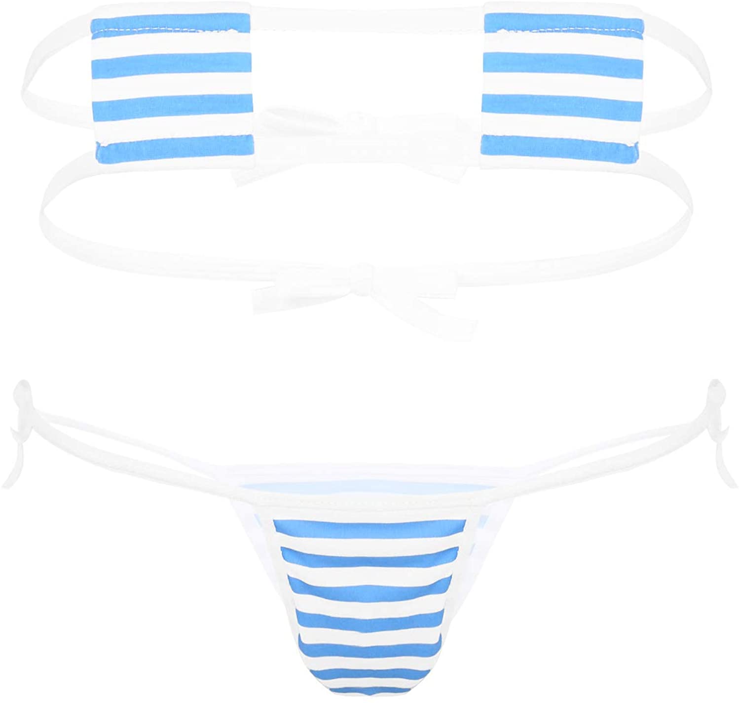 Price:$8.73 Women's Sexy Japanese Anime Cosplay Lingerie Set Cute Micro Bikini Underwear Beachwear Blue&White One Size : Clothing, Shoes & Jewelry
