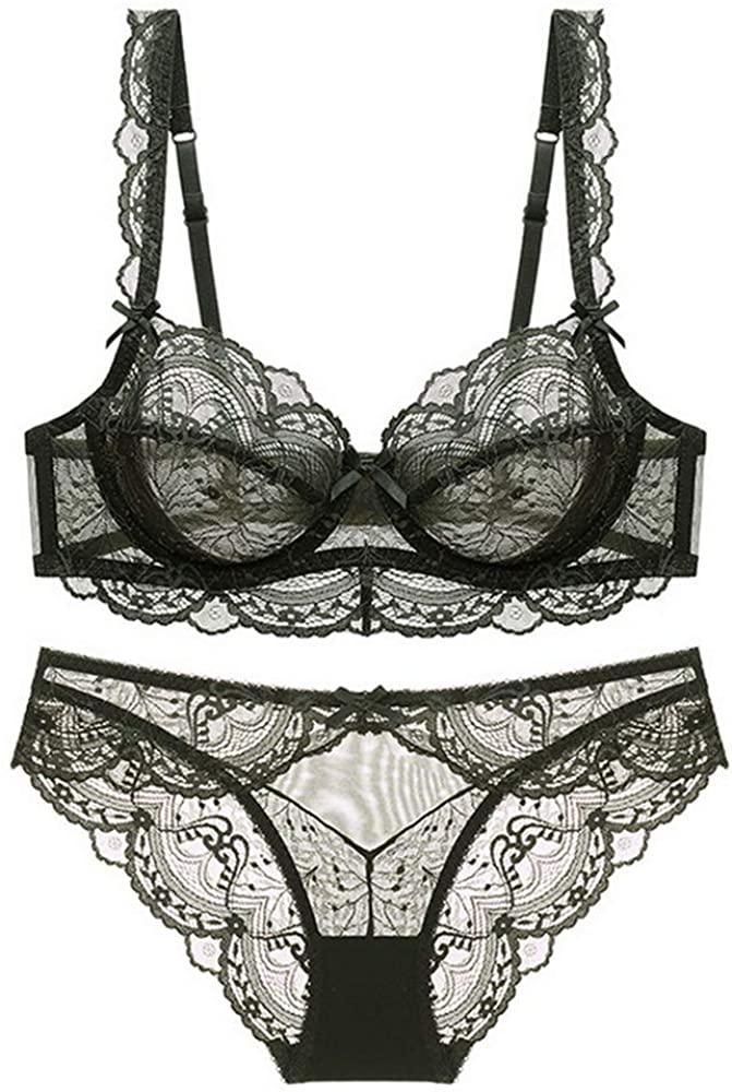Price:$16.87 Women's Sexy Lace Lingerie Set Thin Transparent Underwire Lace Bra and Panty Set: Clothing, Shoes & Jewelry