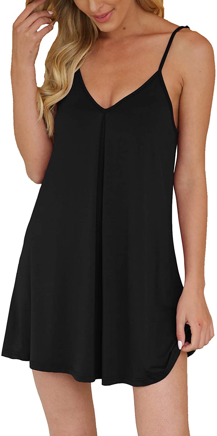 Price:$11.99 Nightgown for Women Loose Sleepwear V Neck Pajama Dress Soft Nightshirt Sleeveless Nightdress Chemise at Amazon Women’s Clothing store
