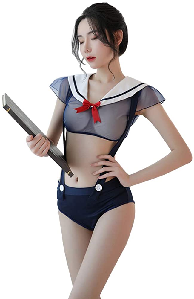 Price:$16.99 underwear passion hot suspenders sexy Japanese sailor big round collar uniform anime role playing suit (6902blue) : Clothing, Shoes & Jewelry