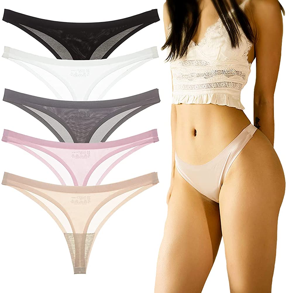 Price:$21.00 Thongs for Women, Sexy Bikini Panty Soft Hipster Triangle Underwear Pack of 5.(9788) at Amazon Women’s Clothing store