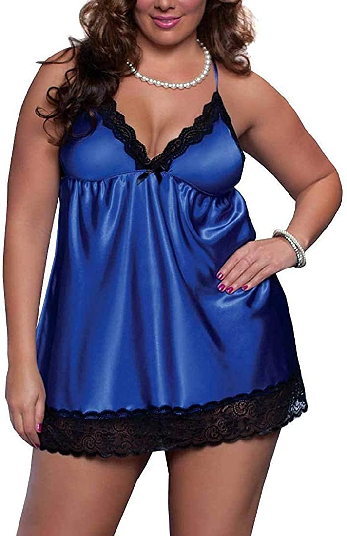 Price:$12.00 Sexy Plus Size Babydoll Lingerie Set Satin Sleepwear G-String: Clothing, Shoes & Jewelry