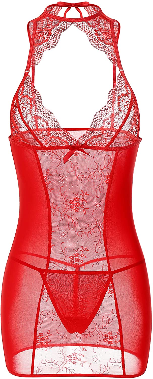 Price:$19.99 Sexy Lingerie for Women Lace Babydoll Chemise Sleepwear Mesh Nightgown at Amazon Women’s Clothing store
