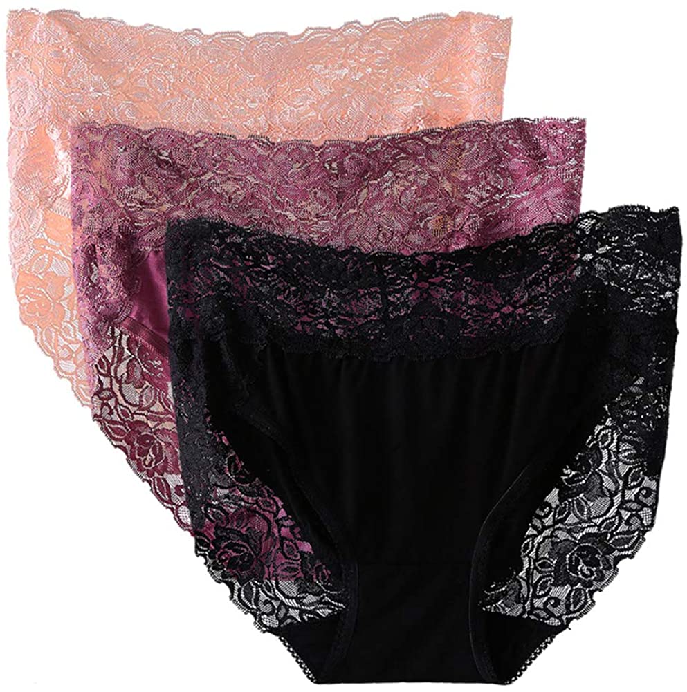 Price:$16.98 Lace Panties Sexy Lingerie Hipster Underwear Waist Briefs 3 Pack at Amazon Women’s Clothing store