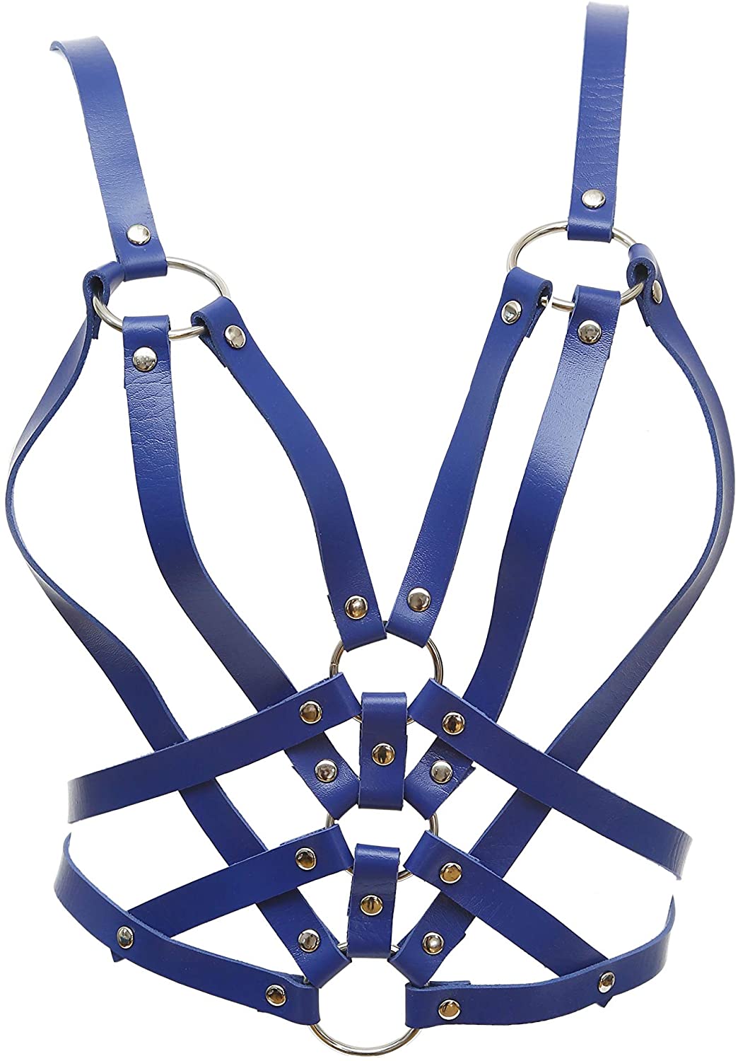 Price:$9.90 Leather Straps Harness Punk Body Chest Caged Waist Belts Adjustable for Women -Blue : Clothing, Shoes & Jewelry
