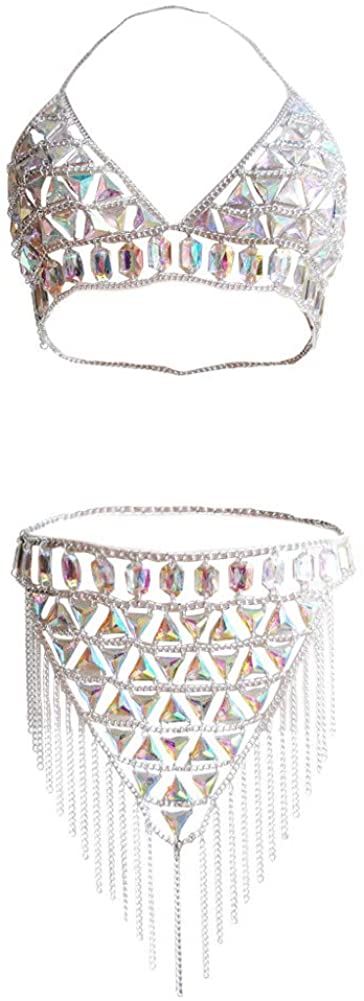 Price:$39.99 Crystal Body Chain Women Waist Vest Harness Shoulder Jewelry Kit for Party Bikini (Silver) : Clothing, Shoes & Jewelry