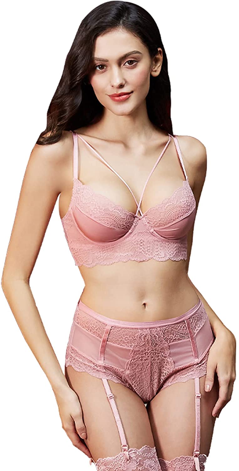 Price:$19.90 Lingerie Set Floral Lace Unlined Bra and High Waisted Panty Set for Women : Clothing, Shoes & Jewelry