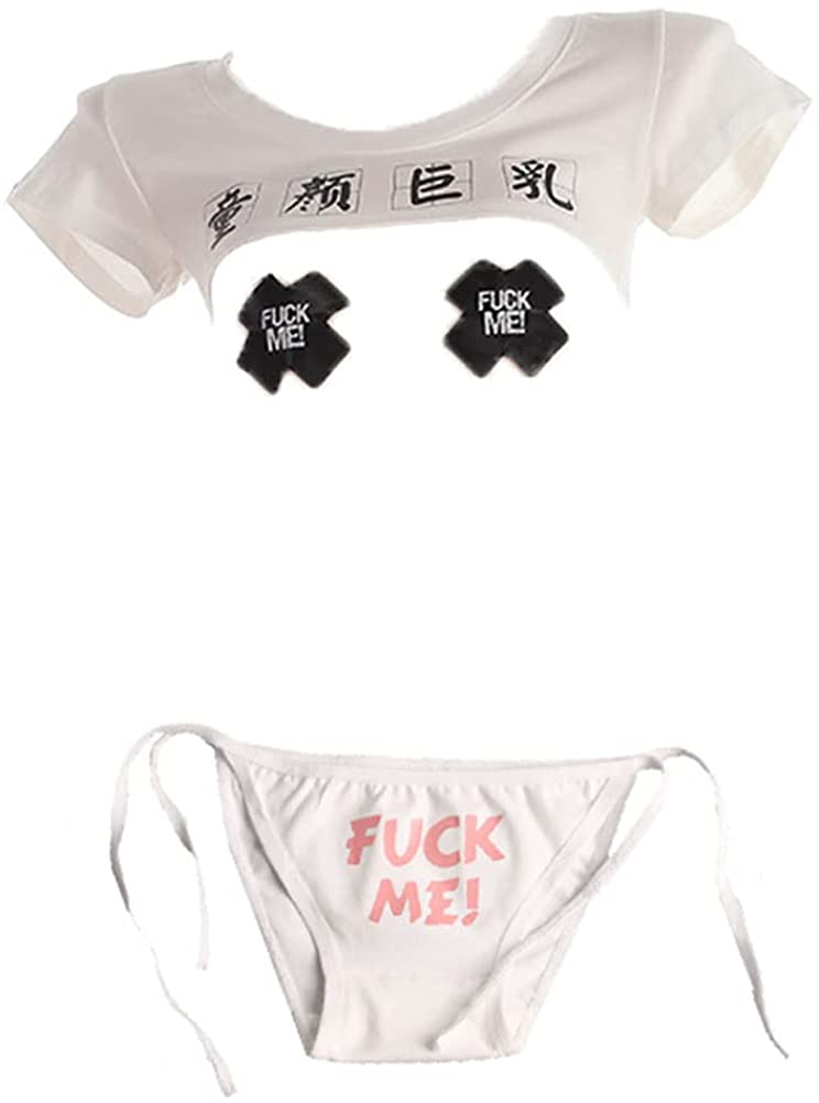 Price:$18.99 Lingerie Sexy Crop Top Naughty Underwear Anime Cosplay Costumes Slutty Underwear Tank Tops (White) : Clothing, Shoes & Jewelry