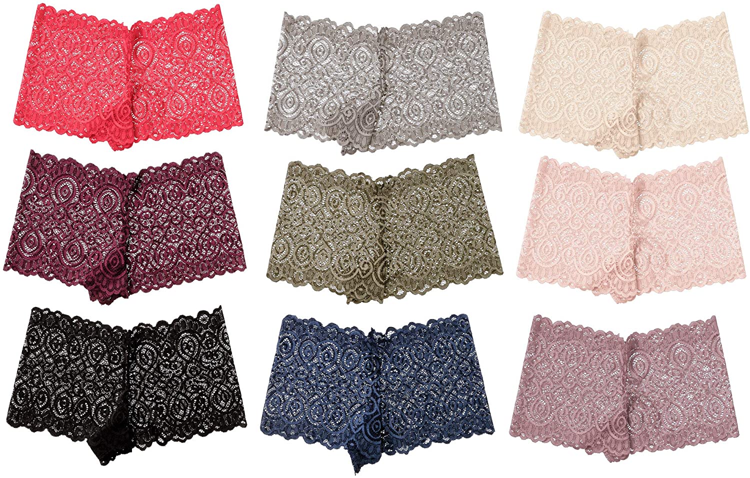 Price:$14.99 Intimates Pack of 10 Womens Lace Boyshort Panty, Regular to Plus Size at Amazon Women’s Clothing store
