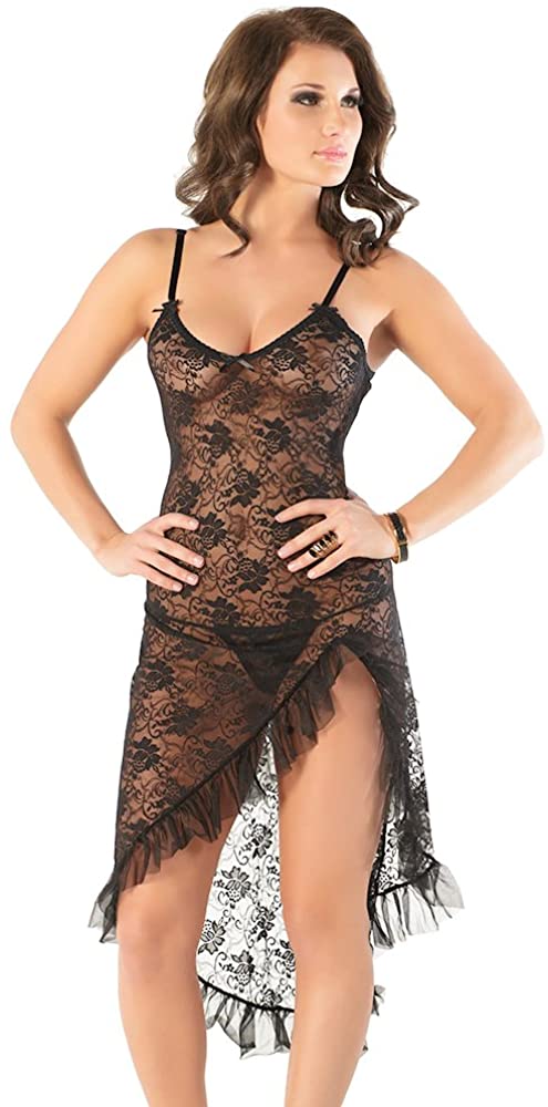 Price:$23.99 Women's Stretch Lace Gown with G-String: Clothing, Shoes & Jewelry