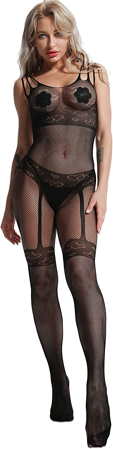 Price:$18.99 Dolcetto Women Sexy Lace Lingerie Spaghetti Fishnet Bodystockings One Piece Black Bodysuit: Clothing, Shoes & Jewelry