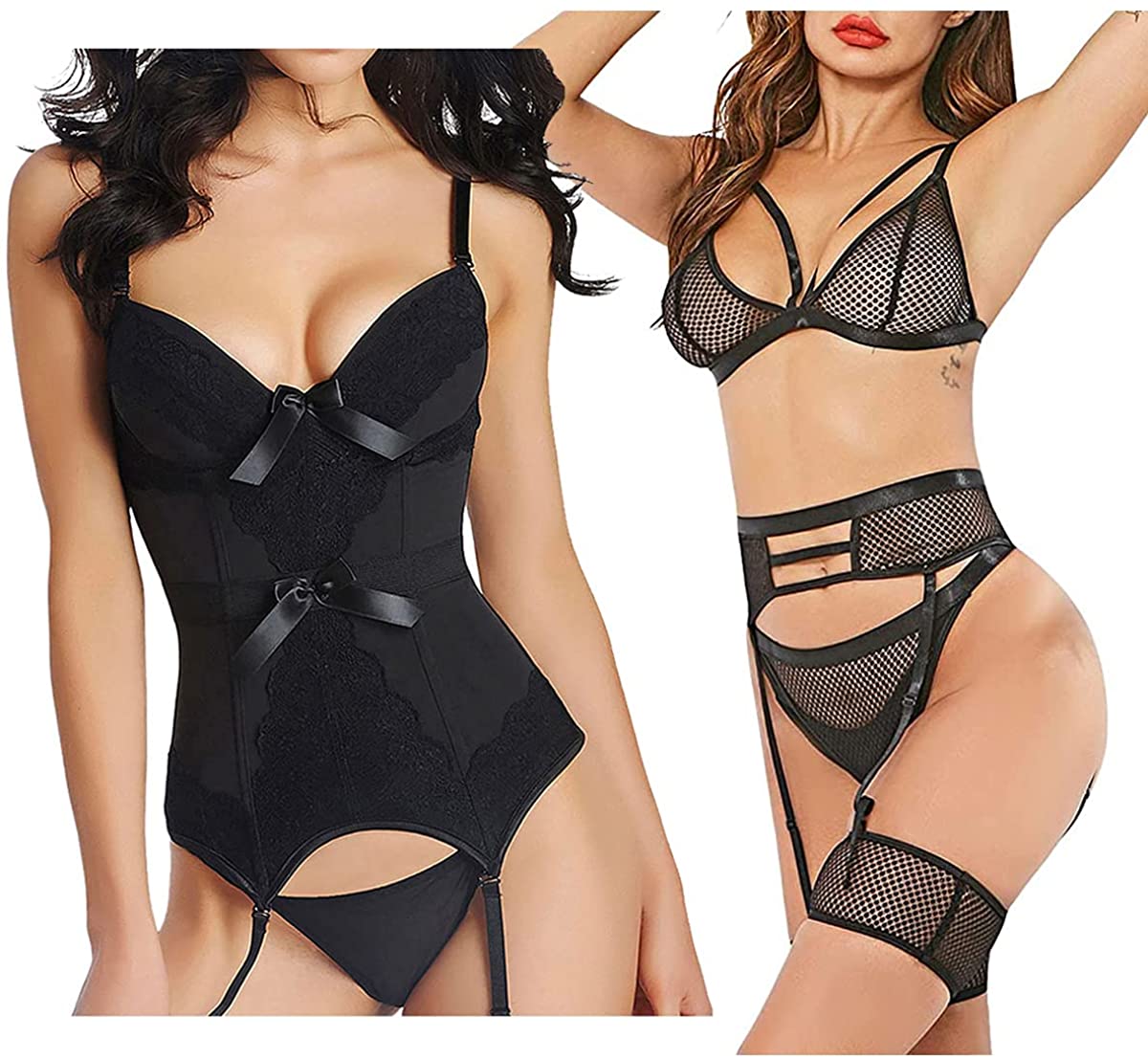 Price:$50.98 Sexy Corset Lingerie for Women Gothic Corset Lace Bustier & Strappy Sexy Wedding Lingerie Set: Clothing, Shoes & Jewelry