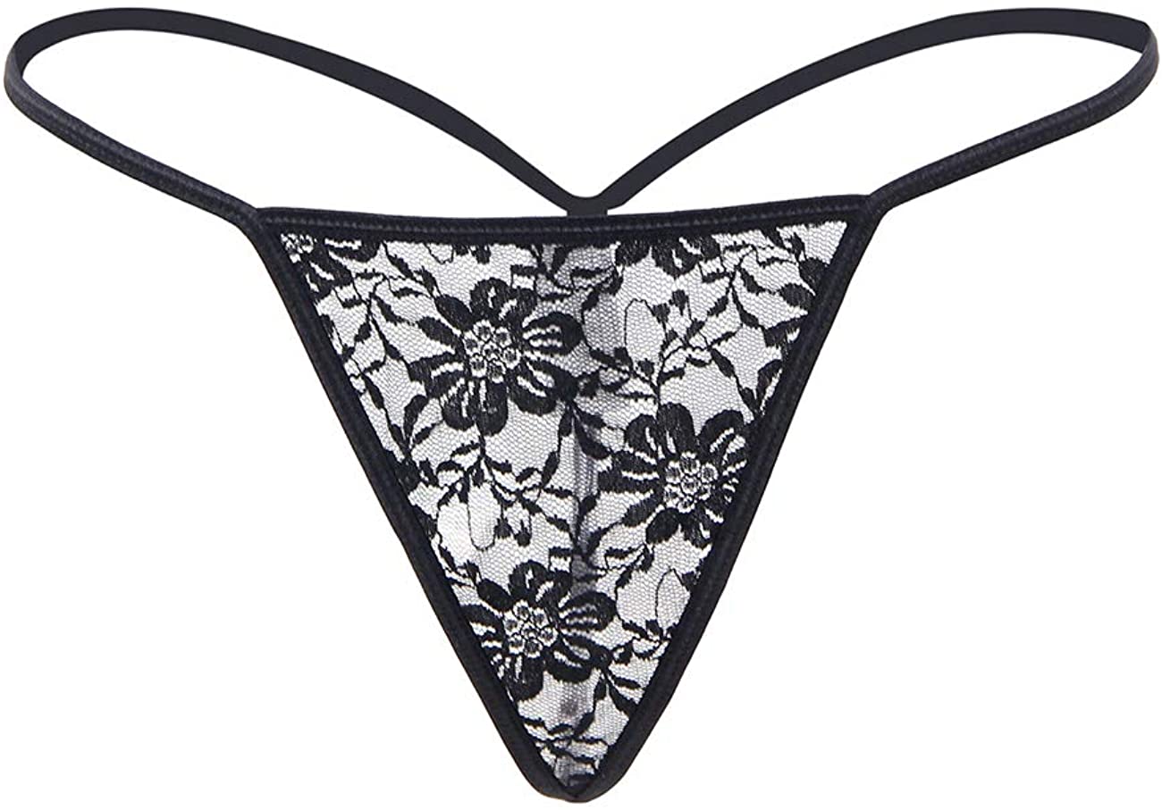 Price:$8.99 String Thongs for Women Sheer Floral Lace Plus Size Panties Sexy Low Rise Micro T-Back Underwear : Clothing, Shoes & Jewelry