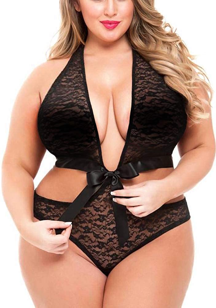 Price:$19.88 Unwrap Me Black Bodysuit, Sexy Flyaway Satin Ties Lace Teddy Lingerie (031,Black,2XL) at Amazon Women’s Clothing store