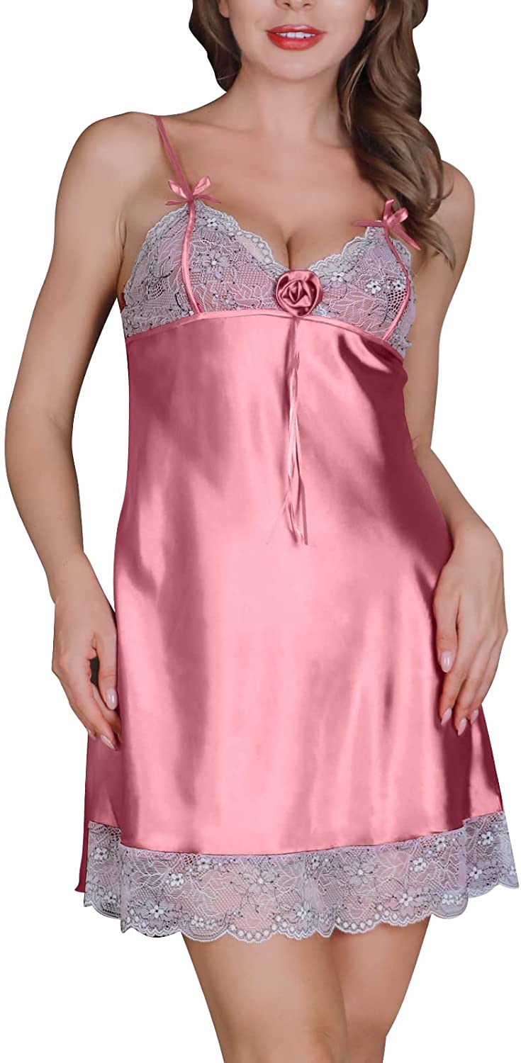 Price:$17.99 Lingerie Dress Lace Sleepwear Sexy Chemise Nightgown for Women Pink: Clothing, Shoes & Jewelry