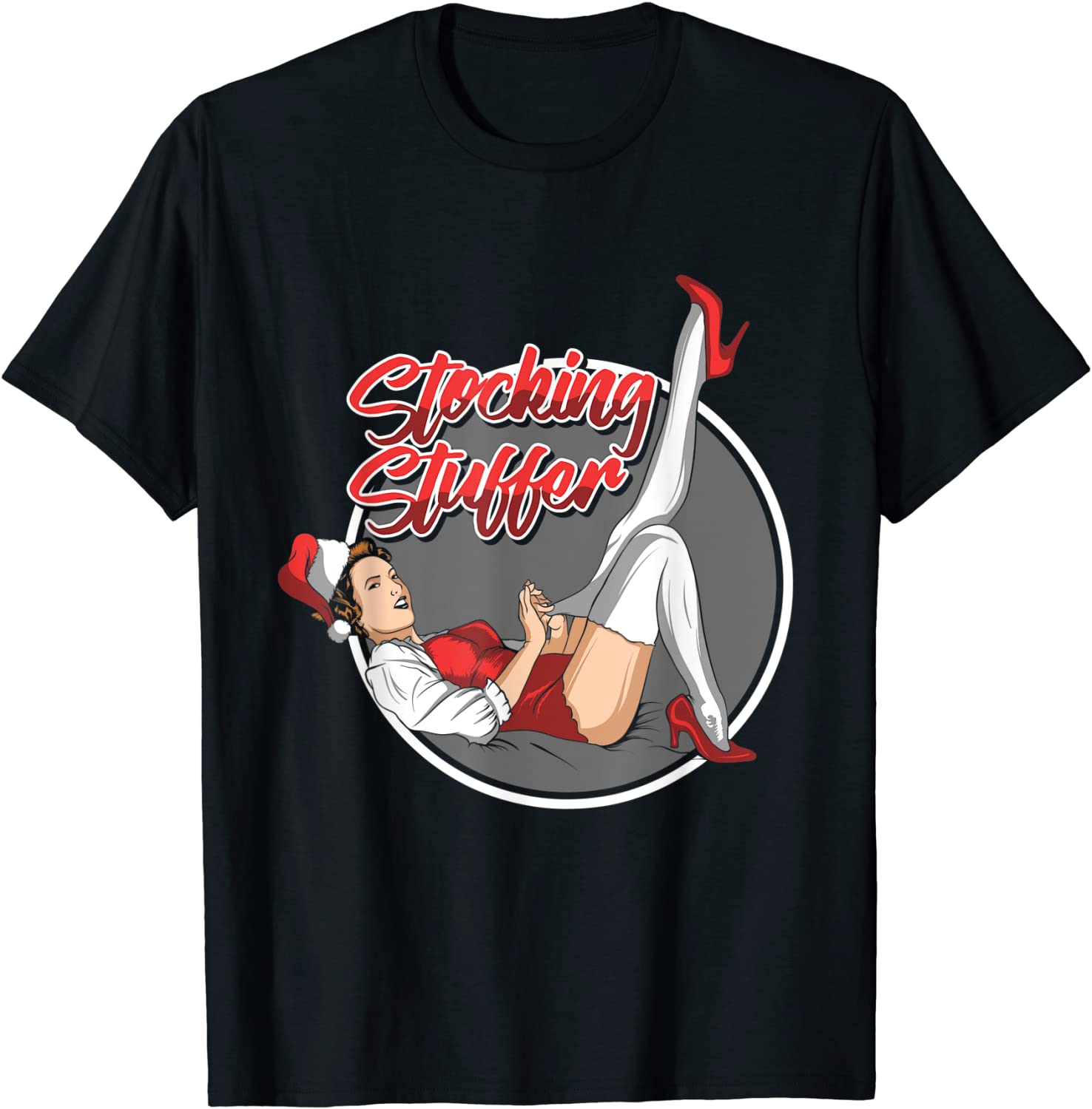 Price:$18.99 Holiday Christmas Lingerie Stocking Stuffer T-Shirt : Clothing, Shoes & Jewelry