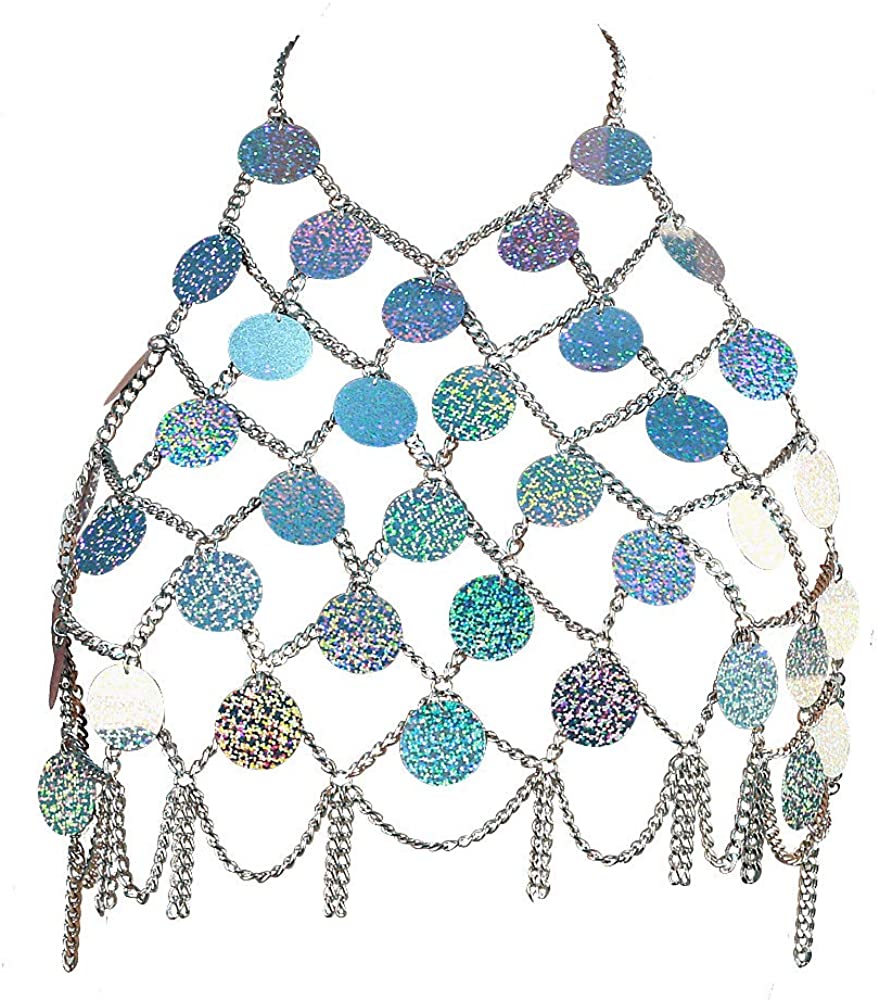 Price:$13.99 Sequin Body Chain Harness Sexy Women Bikini Mesh Body Chain Silver Tone : Clothing, Shoes & Jewelry