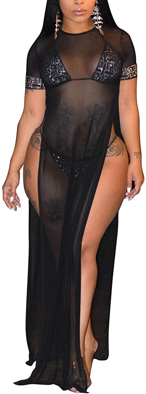 Price:$9.99 Women's Sexy Swimsuit Cover Ups Casual See Through Sheer Long Maxi Dresses for Swimwear at Amazon Women’s Clothing store
