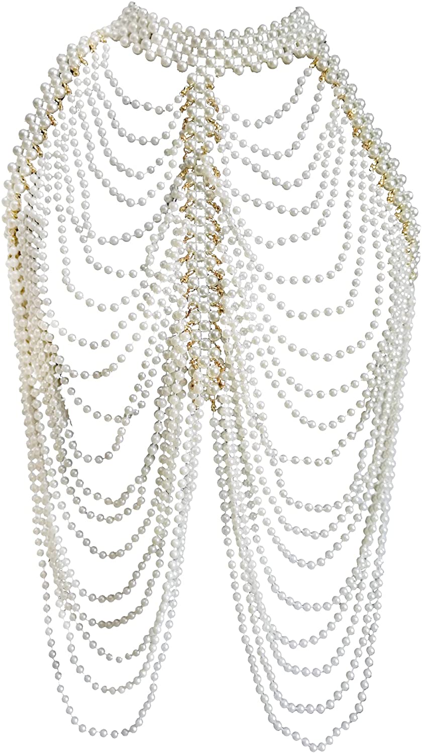 Price:$39.99 Pearl Body Chain Bra, Fashion Shoulder Necklaces Bra, Chain Body Jewelry, Adjustable Size Pearl Shoulder Chains : Clothing, Shoes & Jewelry