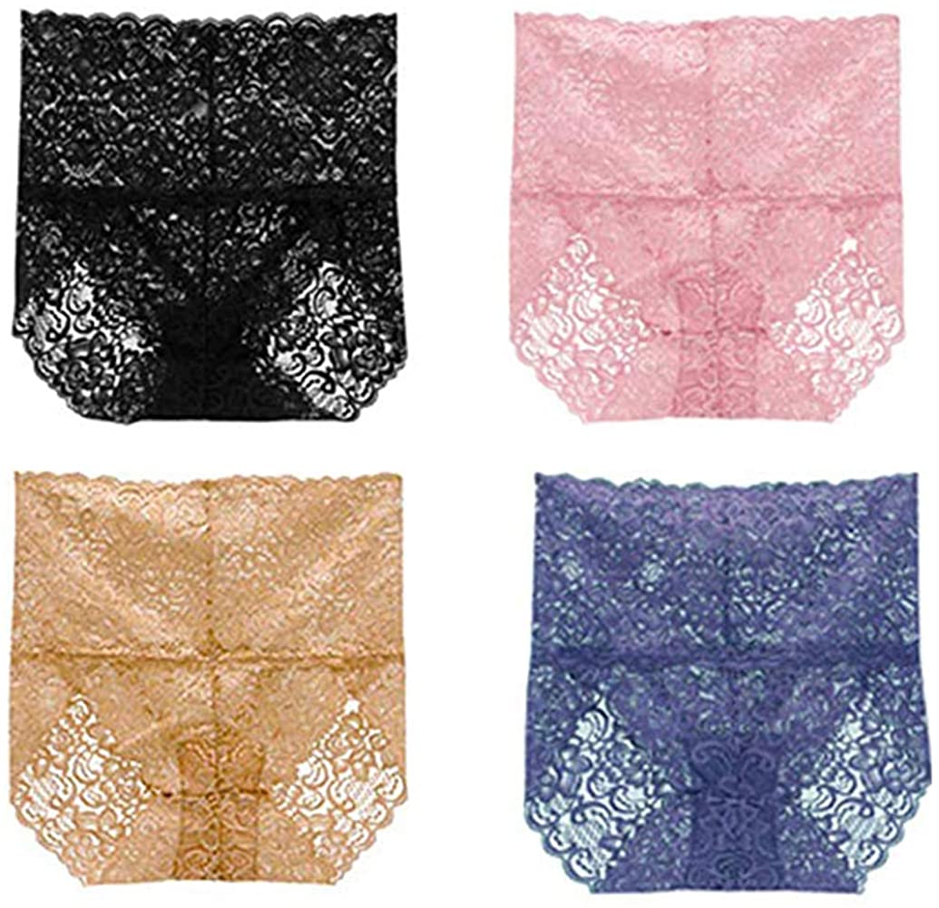 Price:$9.99 Lace Underwear high Rise lace See Through hot Sheer High Waist Hipster Panty (4 PCS) at Amazon Women’s Clothing store