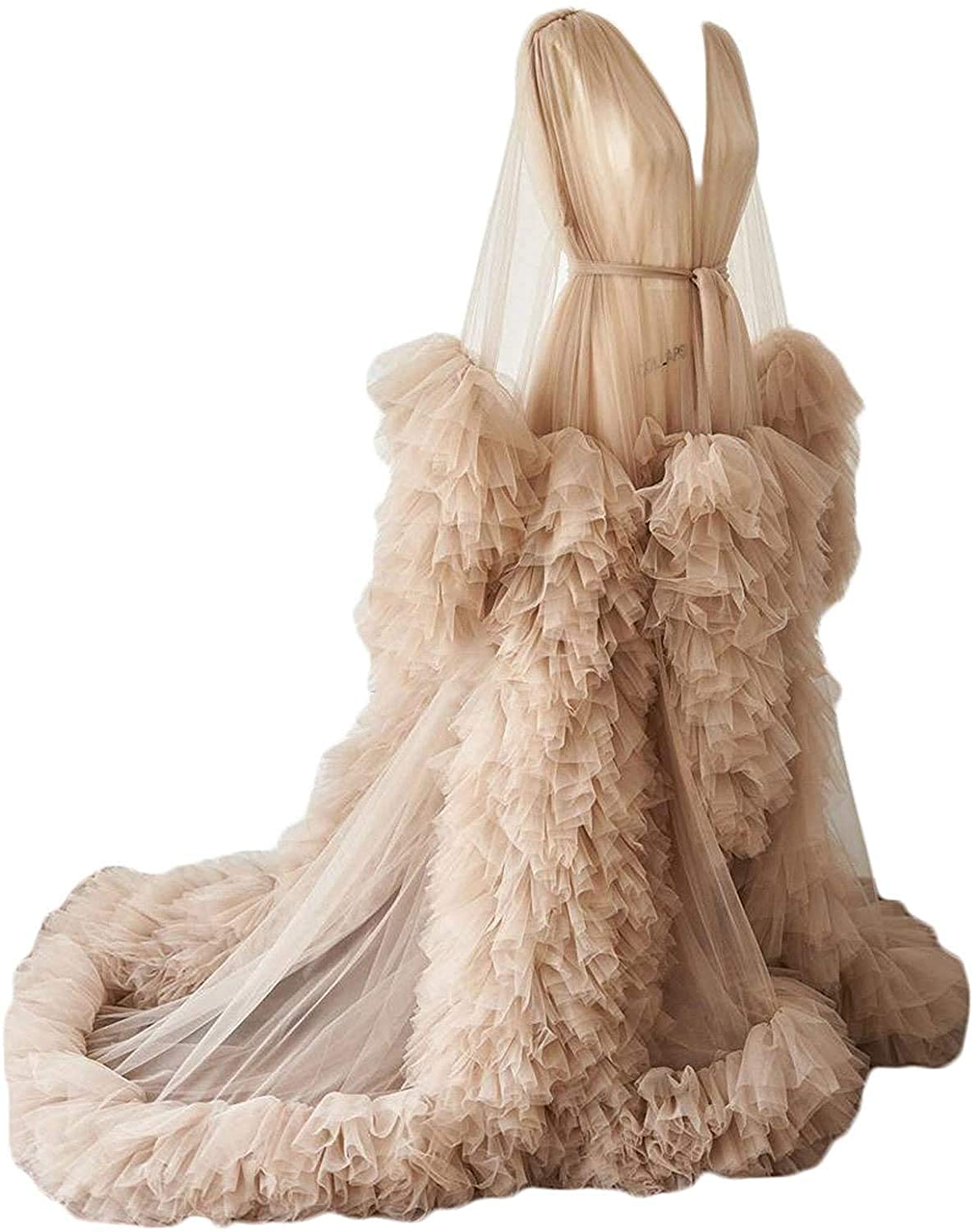 Price:$89.99 Dressing Gown Perspective Sheer Long Robe Puffy Tulle Robe Sheer for Maternity Photoshoot at Amazon Women’s Clothing store