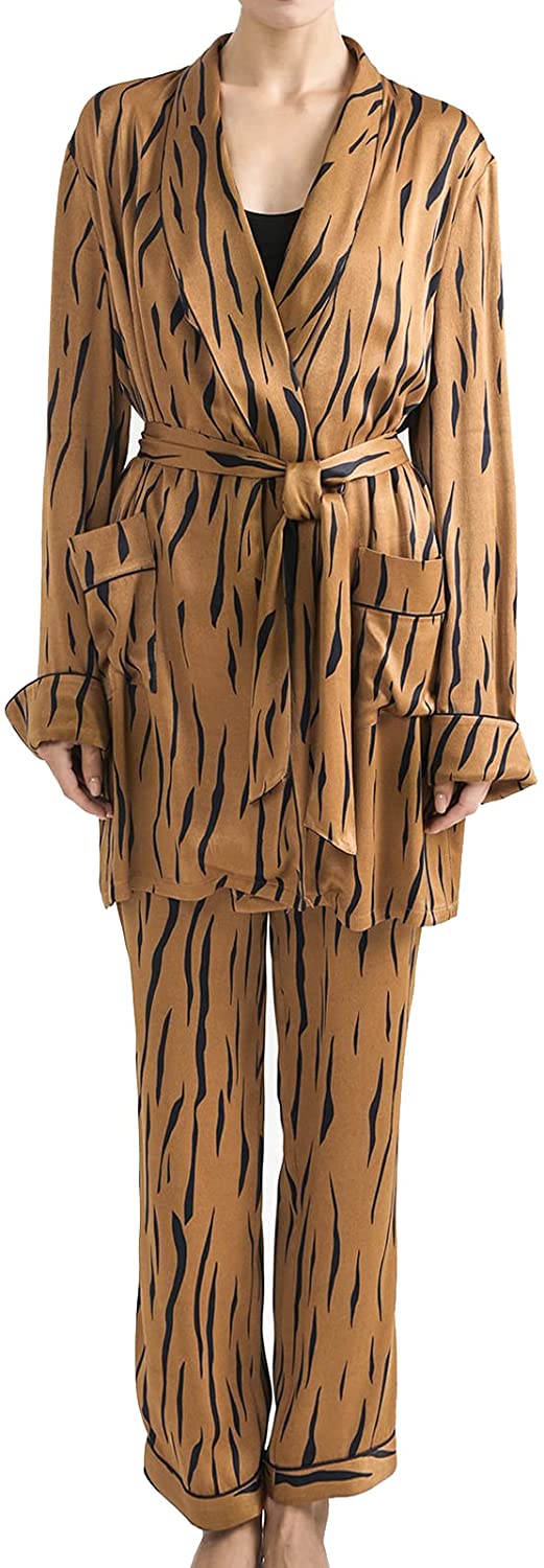 Price:$42.99 Dream clothing Pajama Set for Women 3 pcs Pajama Set with Robe Silk Cami Pajama Set Nightwear with Belt at Amazon Women’s Clothing store