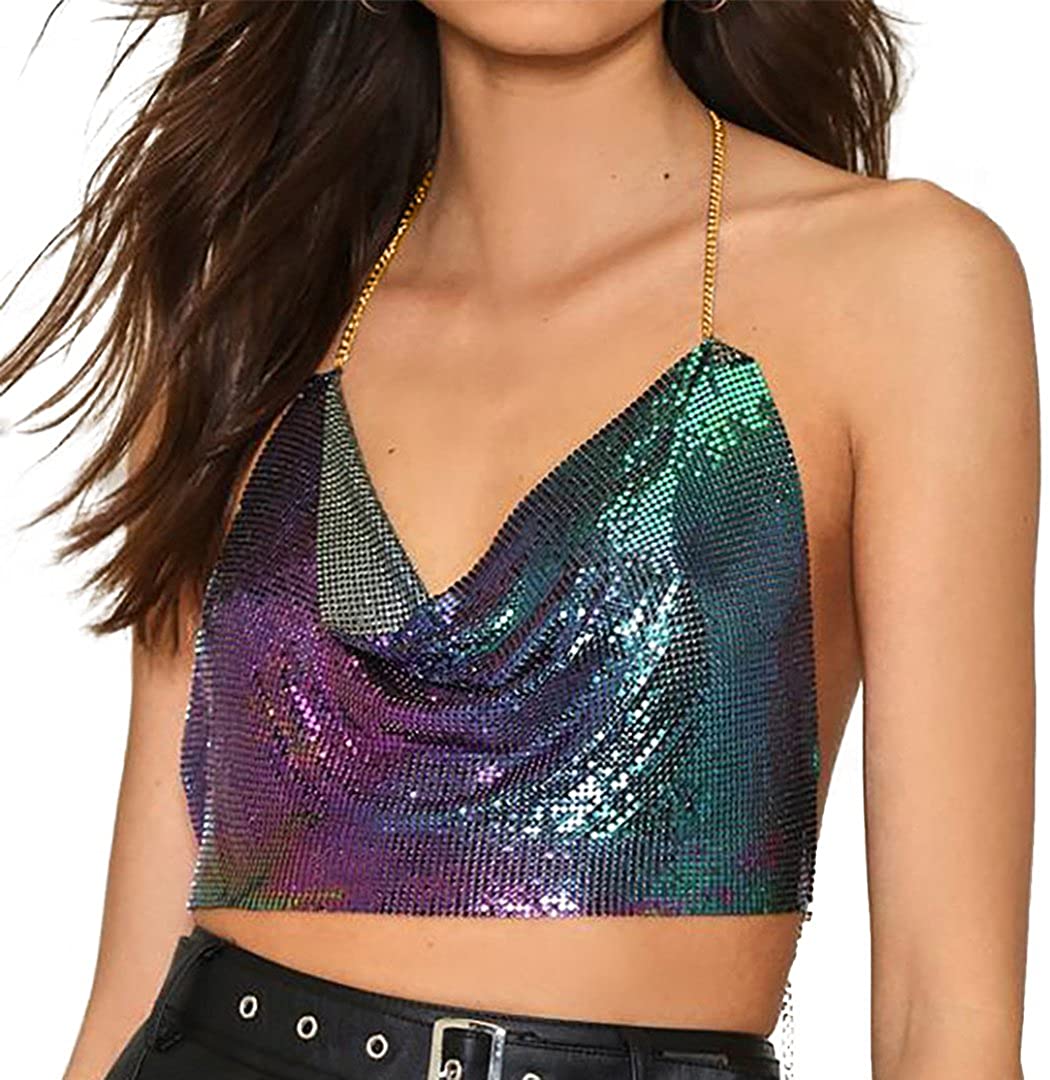 Price:$14.99 Women Sexy V-Neck Metal Body Chain Jewelry Backless Bikini Beach Chains Camisole for Nightclub(Colorful) : Clothing, Shoes & Jewelry