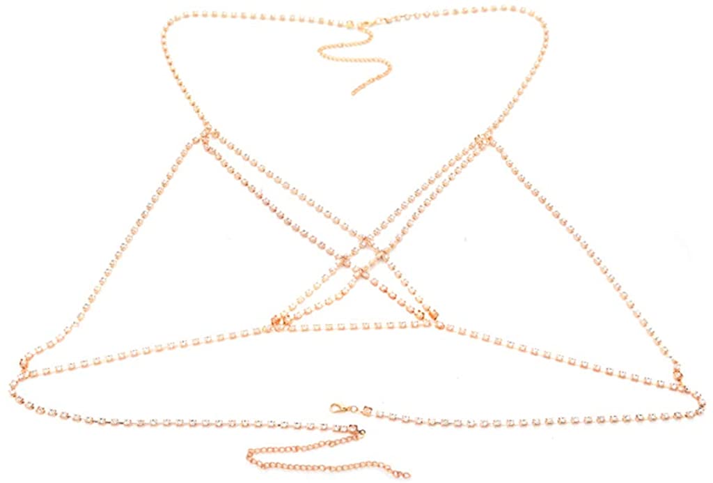 Price:$6.99 Bra Chain Boho Jewelry Body Shiny Crystal Summer Beach Bikini Chain Party Body Chain Jewellery (Type 2) : Clothing, Shoes & Jewelry