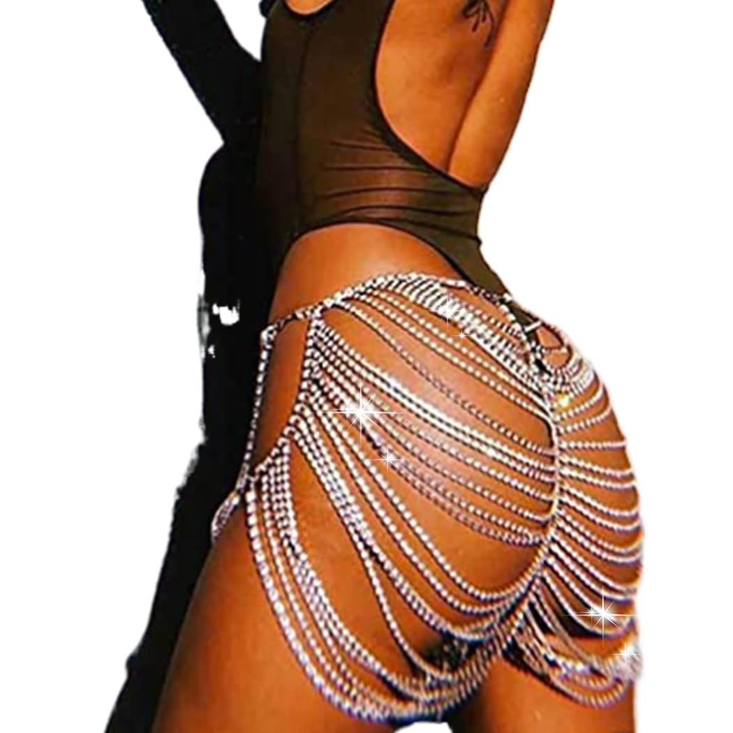 Price:$32.66 Boho Body Chain Rhinestone Leg Chains Sexy Layered Waist Chain Harness Rave Party Nightclub Body Accessories for Women and Girls (Gold) : Clothing, Shoes & Jewelry