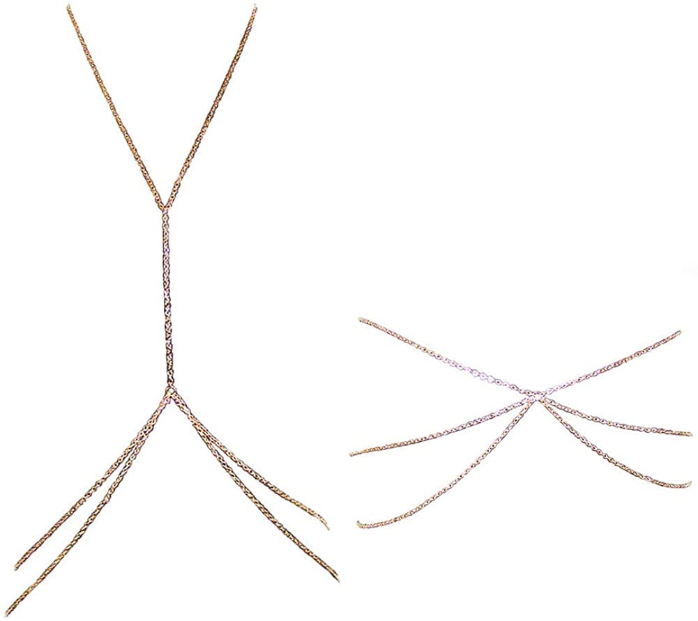 Price:$6.99 Jewelry & Body Chain,Hot Bikini Double Layer Cross Over Harness Body Jewelry Golden Waist Charm Chain (2pcs) : Clothing, Shoes & Jewelry
