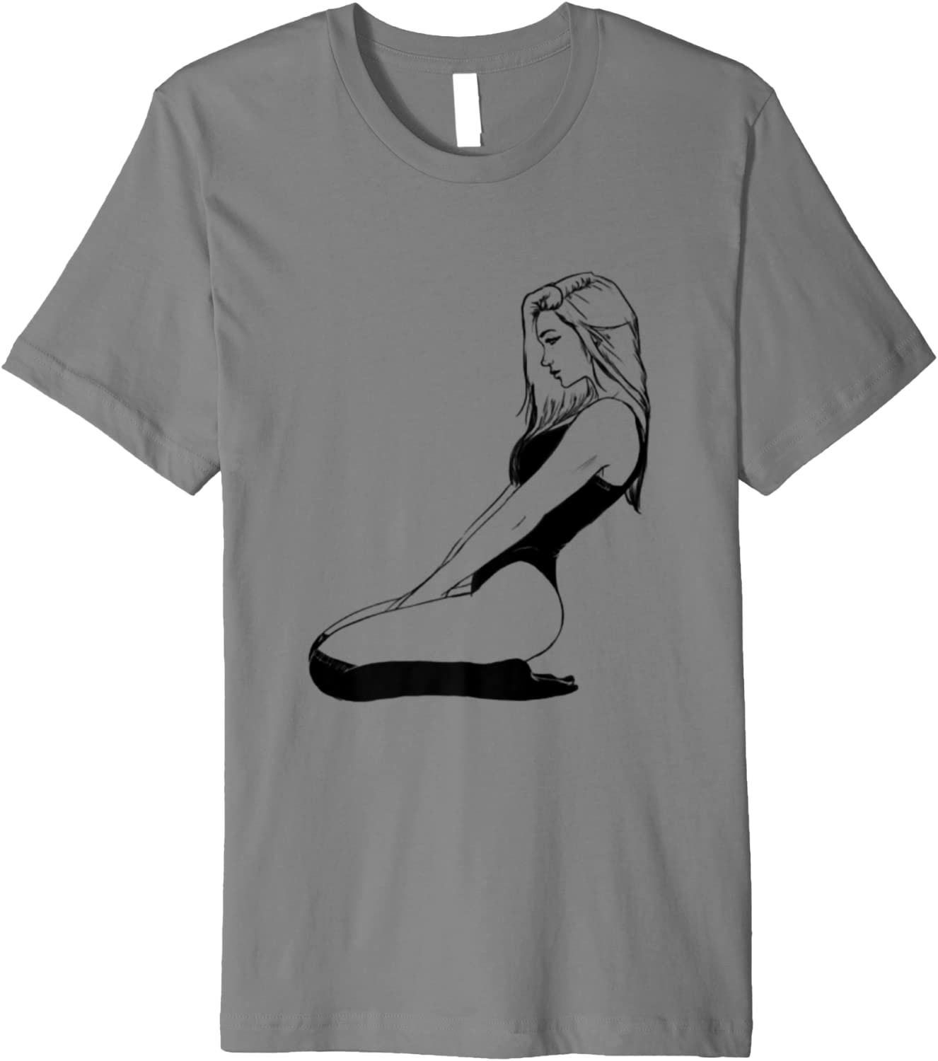 Price:$17.99 women's kneeling in underwear shirt motif over-the-knee lingerie Premium T-Shirt : Clothing, Shoes & Jewelry