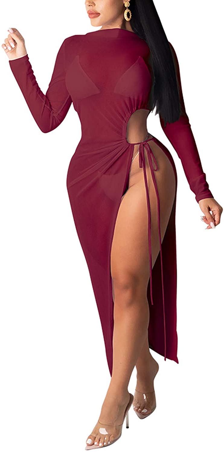 Price:$22.99 Sexy Low Cut V Neck Bodycon Bodysuit Party Club Tulle Mesh Maxi Dress Long Rompers at Amazon Women’s Clothing store