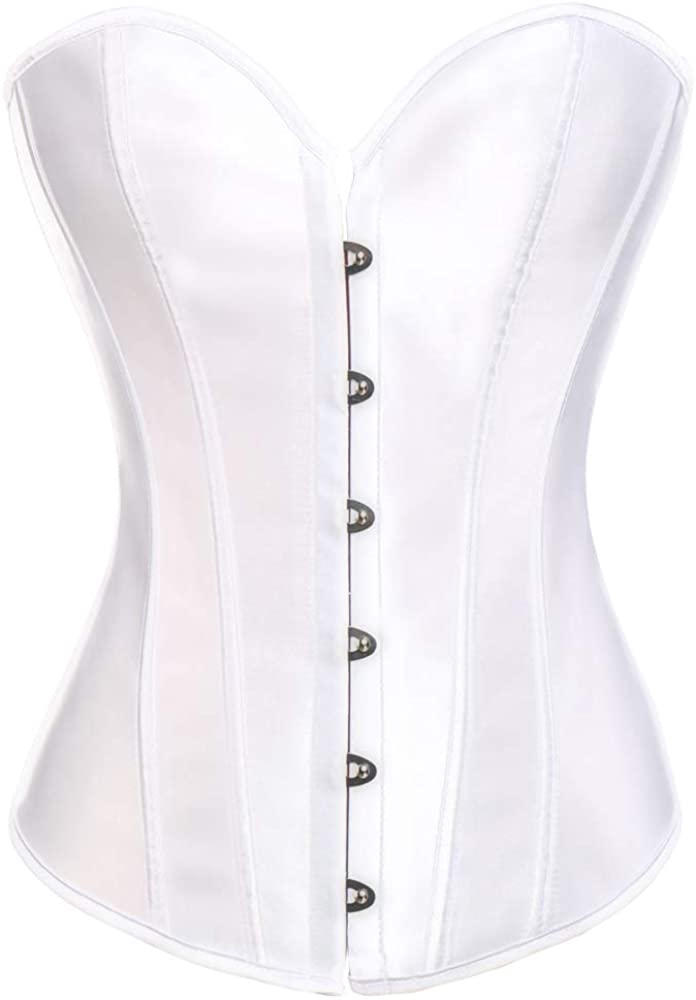 Price:$24.99 Womens Sexy Satin Brocade Corset Overbust Waist Cincher Bustier Shapewear Top at Amazon Women’s Clothing store
