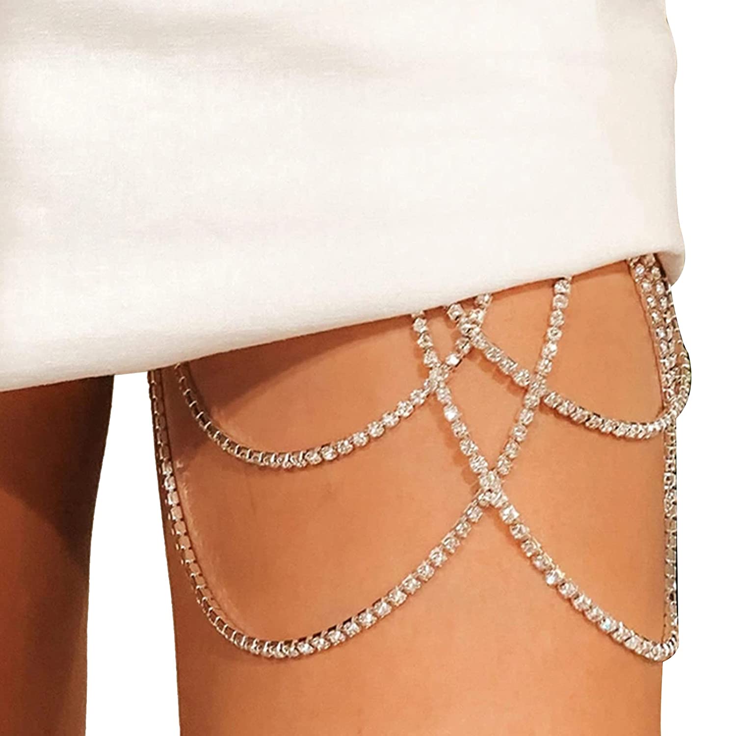 Price:$9.99 Rhinestone Thigh Chain Jewelry Crystal Leg Chain Rhinestone Thigh Leg Chain Summer Body Chains Thigh Jewelry Accessories for Women and Girls : Clothing, Shoes & Jewelry