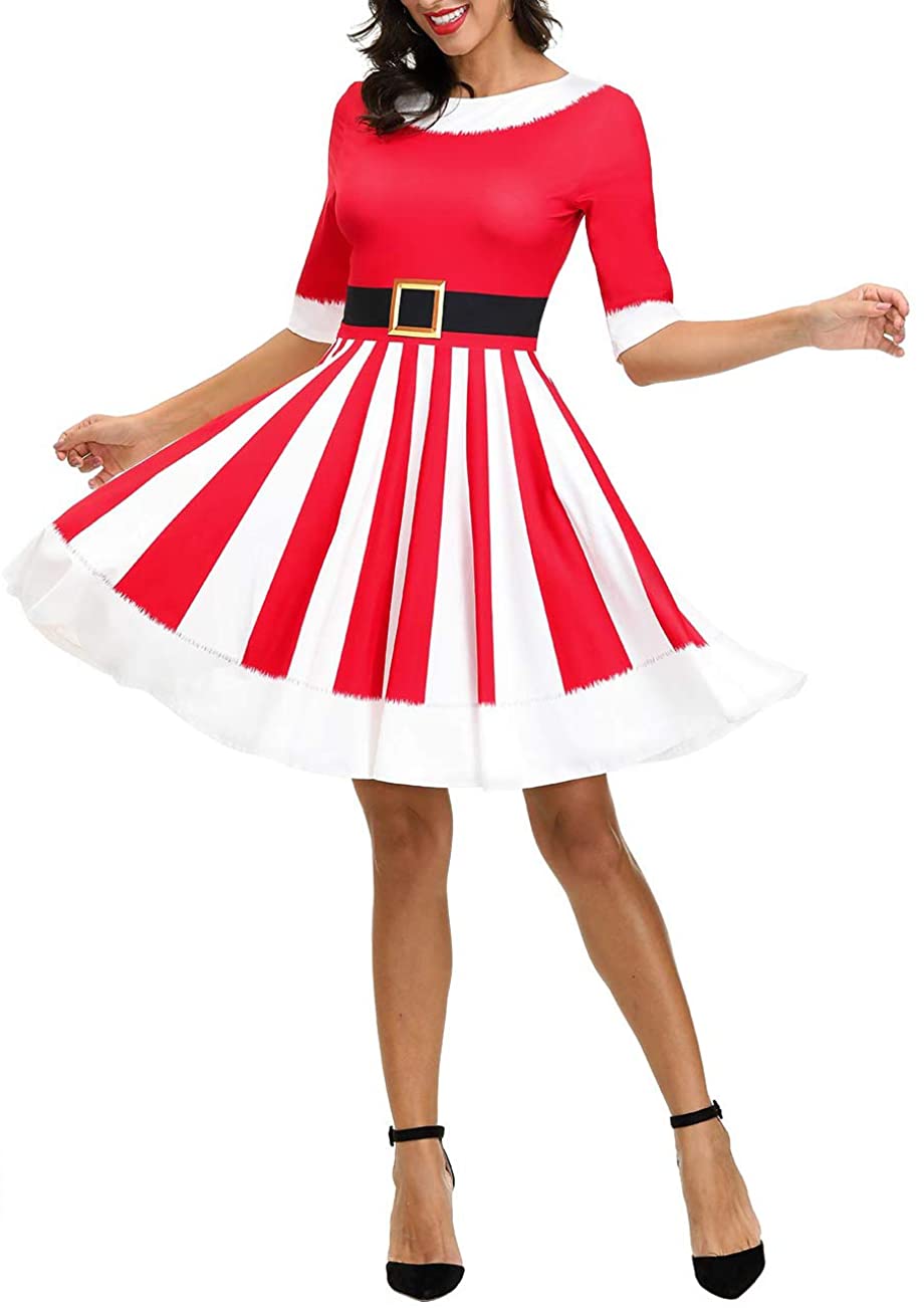 Price:$25.88 Ugly Christmas Dress for Women Red Green Print Holiday Dresses for Xmas : Clothing, Shoes & Jewelry