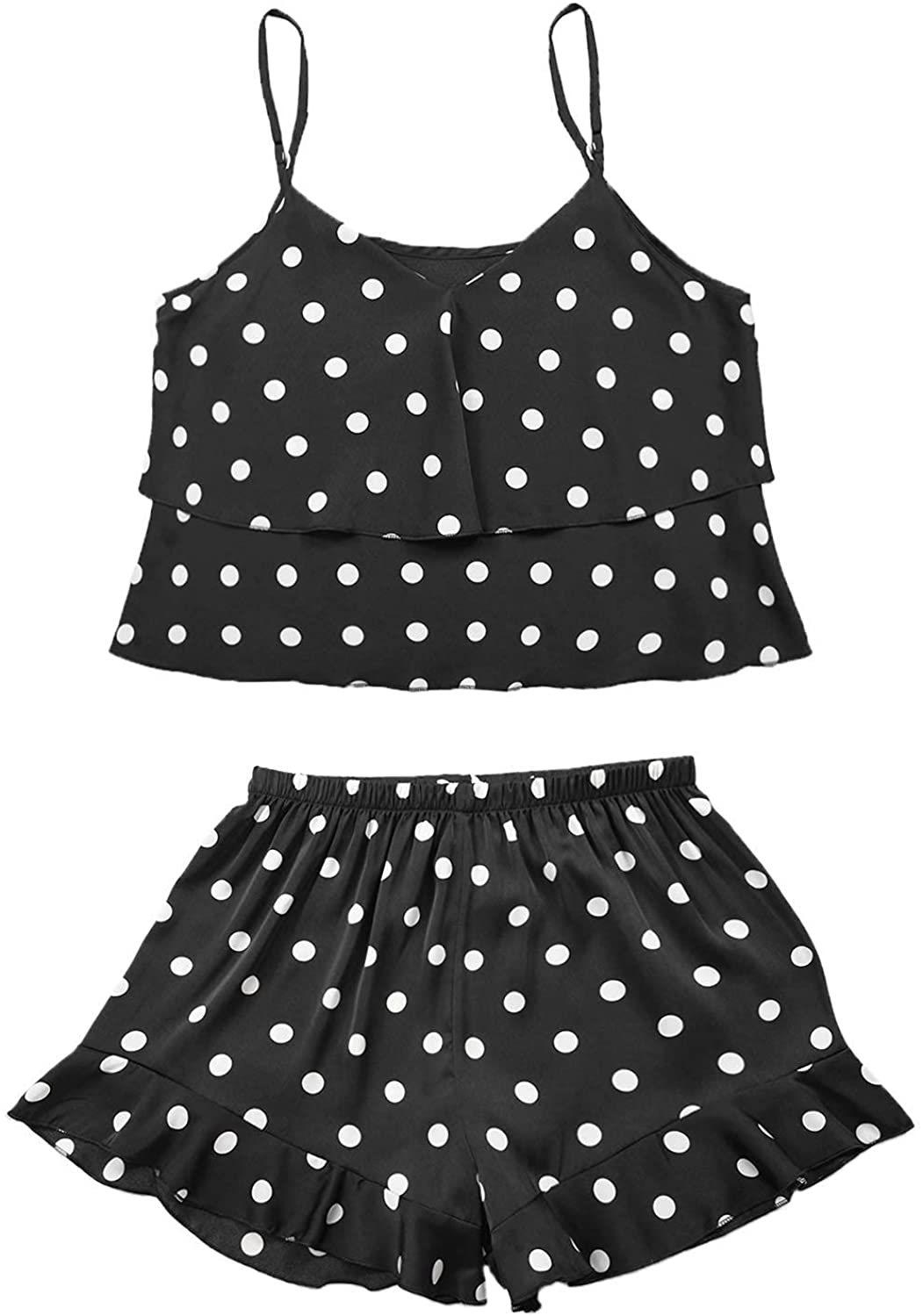 Price:$18.99 Women's Sexy Lingerie Pajamas Set Cami Shorts with Polka Dot Lounge Sleepwear Nightwear at Amazon Women’s Clothing store