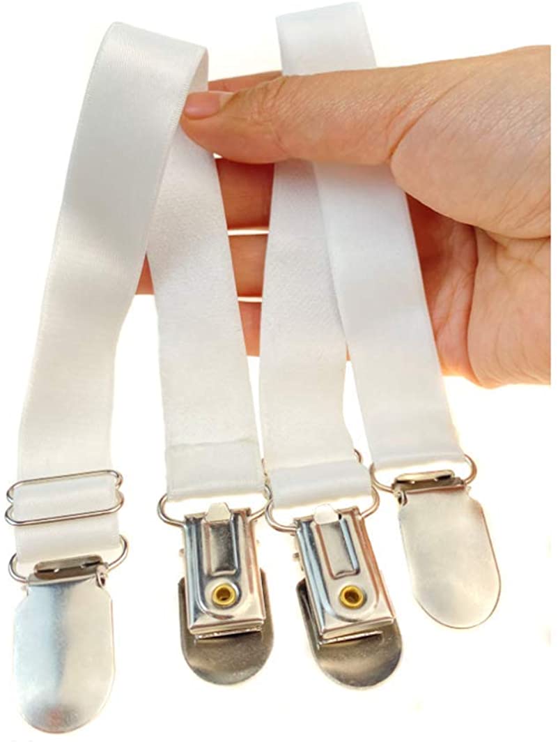 Price:$9.24 4PCS Double-Way Metal Adjustable Elastic Stocking Clip Duckbill Buckle Garter Belt Socks Fastener Clips Shirt Stays Holder Non-Slip Locking Clamps for Women's Sexy (White) at Amazon Women’s Clothing store