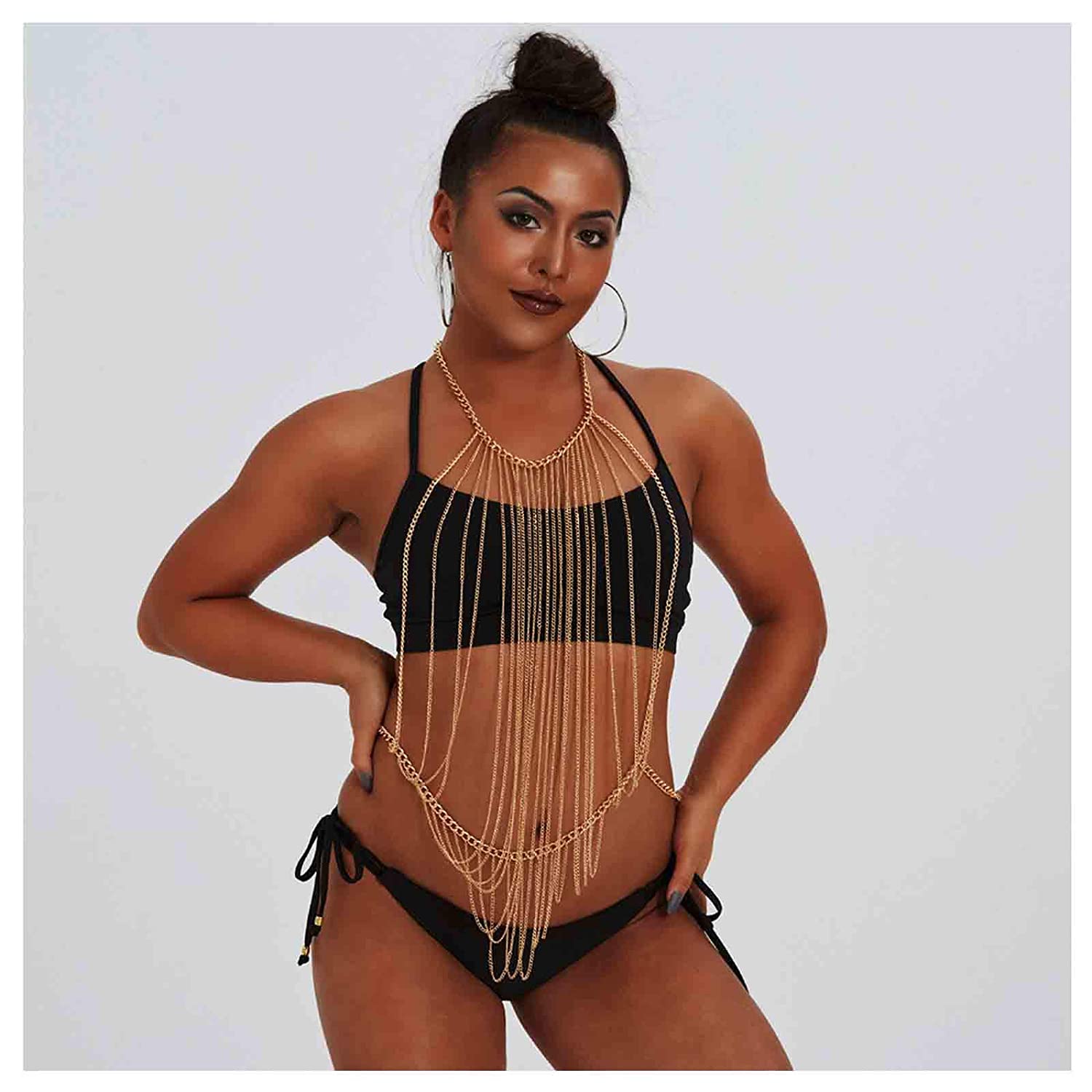 Price:$12.88 Bra Waist Chain Gold Bikini Body Harness Necklace Layering Tassel Bra Waist Chain Sexy Nightclub Body Jewelry Accessories for Women and Girls : Clothing, Shoes & Jewelry