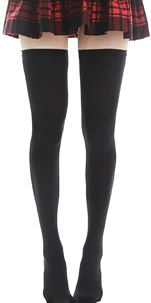 Price:$10.99 Q Cosplay Thigh High Stockings Cute Lolita Long Knee Socks Girls Costume Party Stockings for Women Black : Clothing, Shoes & Jewelry