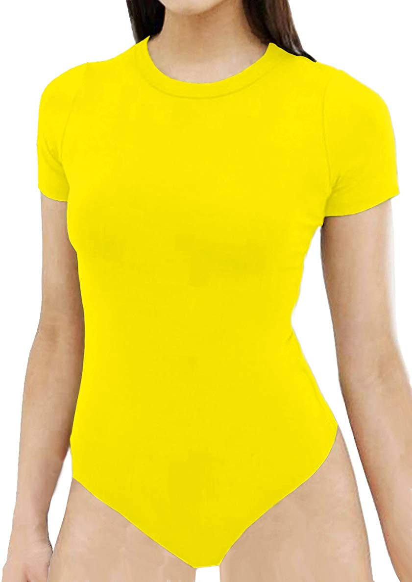 Price:$9.99 Women's Sexy Short Sleeve Crew Neck Bodysuit Jumpsuits at Amazon Women’s Clothing store