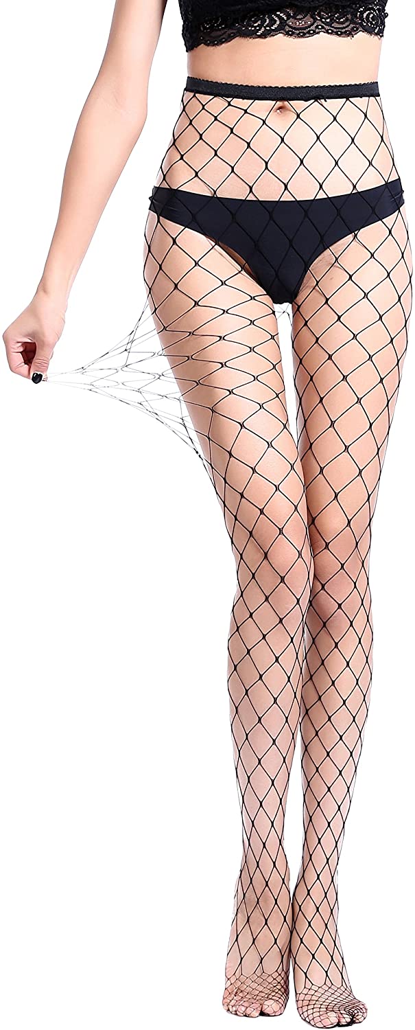 Price:$5.99 High Waisted Fishnets Tights Sexy Women Pantyhose Stockings (black fishnet -large grid) : Clothing, Shoes & Jewelry