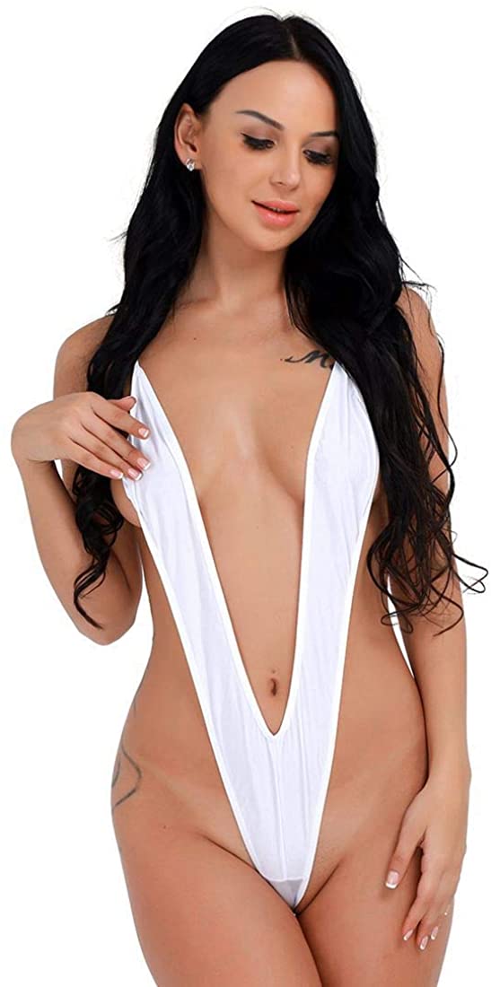 Price:$14.99 Women's Sling Shot Bikini Monokini Swimwear One Piece Teddy Lingerie Bodysuit White One_Size: Clothing, Shoes & Jewelry