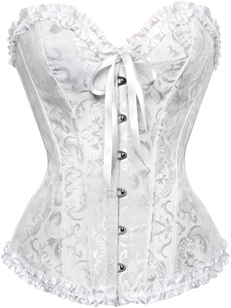Price:$13.99 Satin Corsets Top Lace Up Boned Overbust Corset bustier Lingerie Body Shaper Bustier: Clothing, Shoes & Jewelry