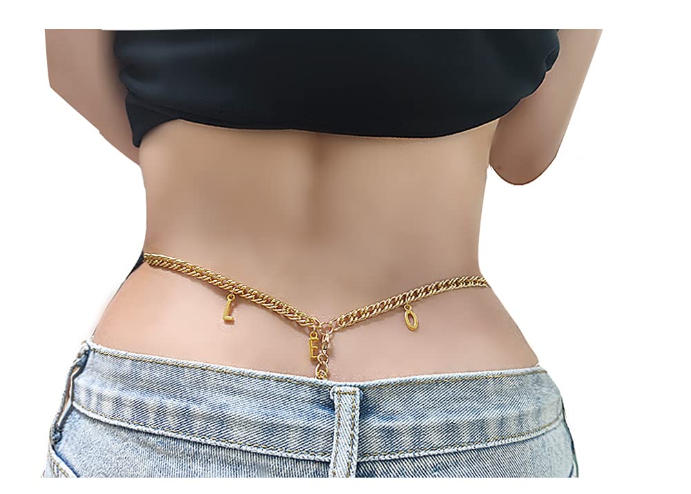 Price:$12.88 12 Constellation LEO Letter Body Chain Jewelry Stainless Steel Waist Chain Bikini Underwear Belly Chain Crystal Thong for Women : Clothing, Shoes & Jewelry