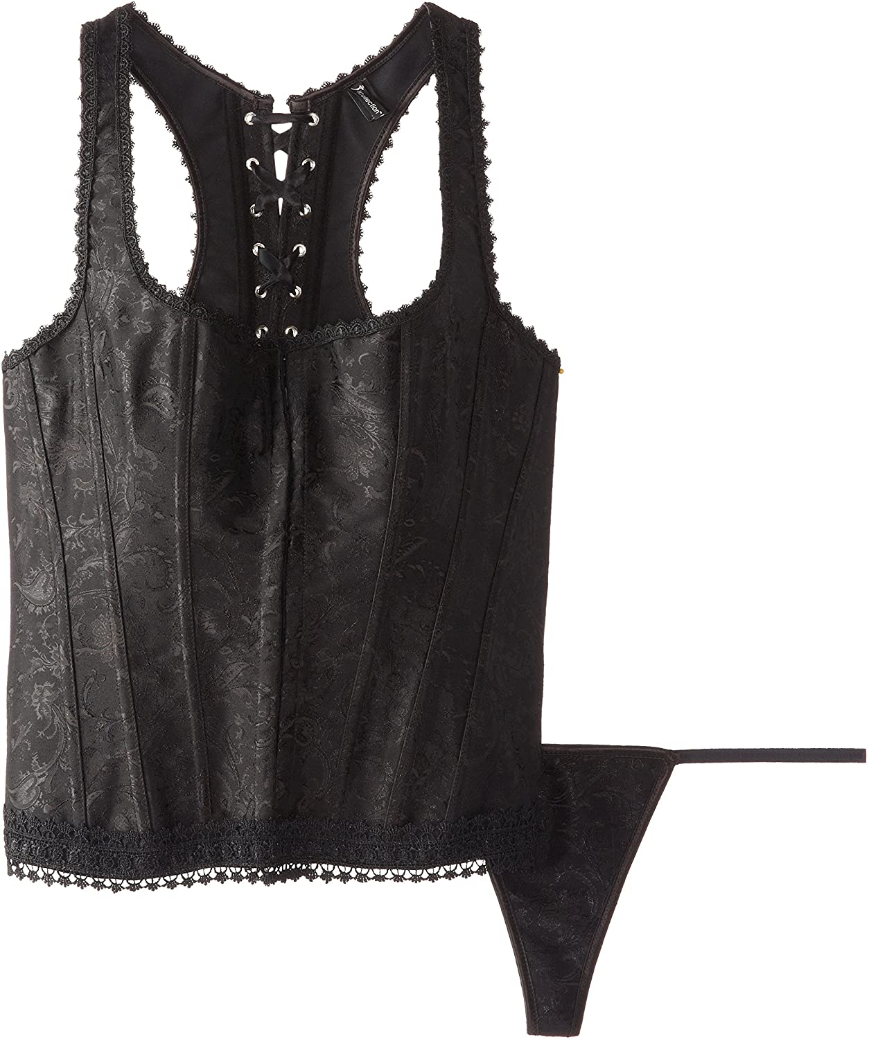 Price:$21.70 Lingerie womens Plus-size Brocade Racerback Corset and G-string: Clothing, Shoes & Jewelry