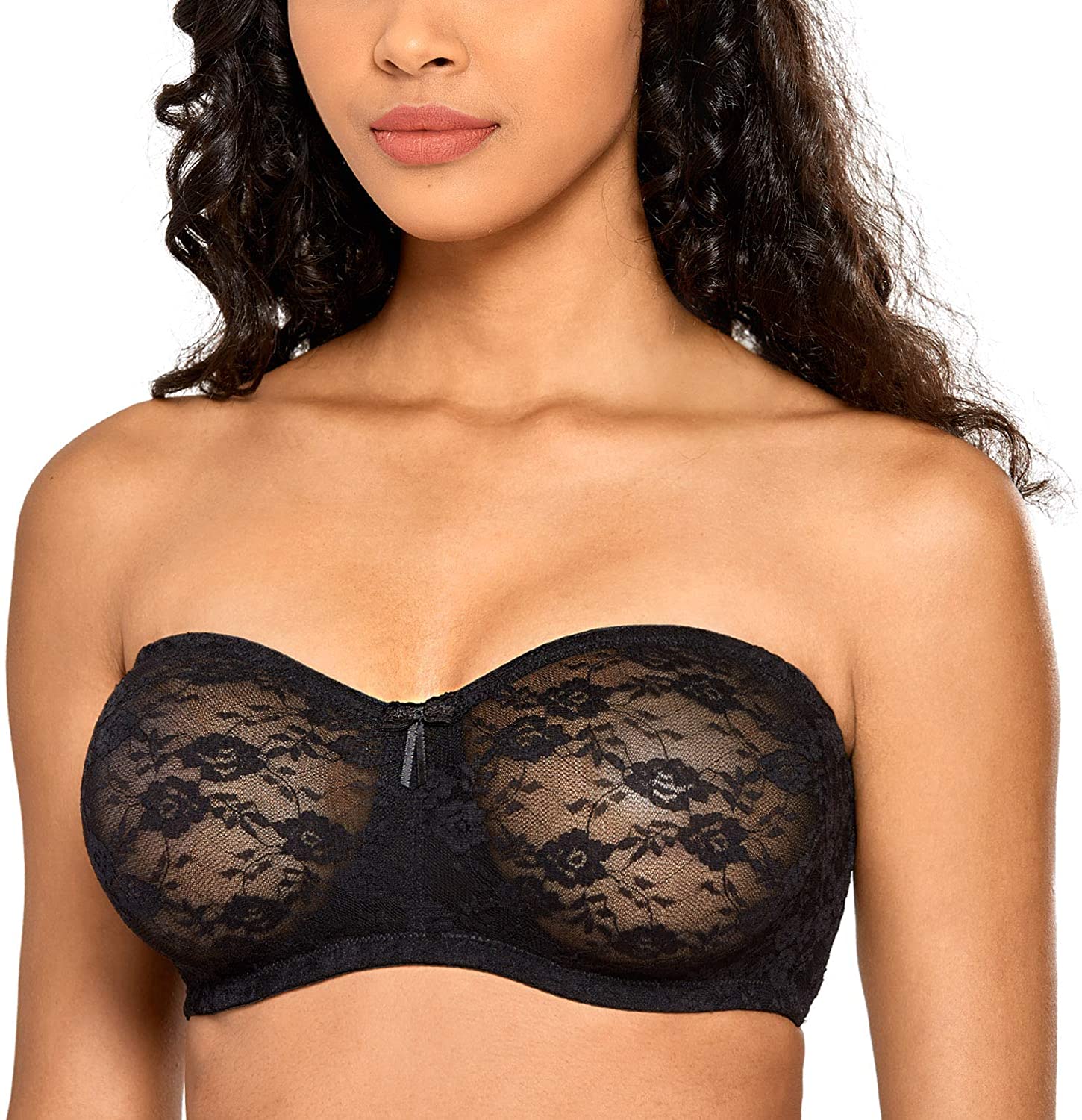 Price:$24.99 Women's No Padding Strapless Lace Bra Underwire Multiway See-Through at Amazon Women’s Clothing store